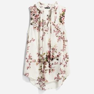 Mahalo Tie Neck Top Pink Clover Stitch-Fix Women’s XL Floral Sleeveless